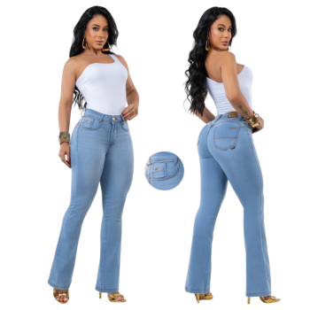 imagem Calça Jeans Flare Feminina Premium com Elastano – Modelagem Elegante 