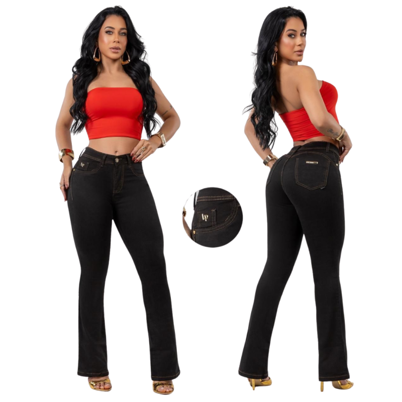 imagem Calça Jeans Flare Feminina Premium com Elastano – Modelagem Elegante 